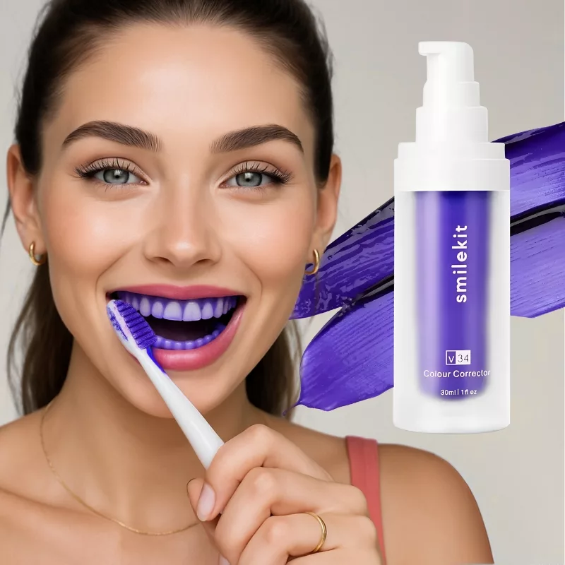 teeth whitening toothpaste, purple whitening toothpaste, purple toothpaste